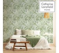 Botanico Foglie Carta da Parati Catherine Lansfield Muriva 206551 Verde Con Muro