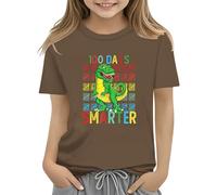 BOTCAM 100th Day of School Celebration for Girls and Boys Kids T Shirts Fun Colorful Numbers - Maglietta a maniche lunghe 1° ragazzo, caffè, 4-5 Anni