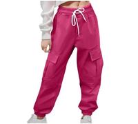 BOTCAM Abbigliamento per bambini, tinta unita e ragazza, pantaloni per bambini, tutti i giorni, multiuso, tempo estivo, traspiranti, leggings per ragazze e cavalli, rosa intenso, 140