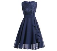 BOTCAM Abito da sposa per damigella d'onore, lunghezza al ginocchio, linea A, per matrimonio, abito da cerimonia elegante, corto davanti lungo dietro, senza maniche, in chiffon, abito da cocktail