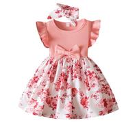BOTCAM Abito estivo da bambina con stampa casual, gonna piccola, abito casual in stile straniero, carino, adatto per nove mesi a tre anni ragazza a quadri, Colore: rosa., 12-18 Monate