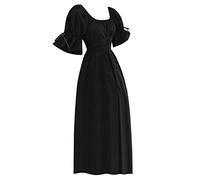 BOTCAM Abito rinascimentale abito vittoriano da donna costume a vita alta abiti medievali a maniche corte maxiabiti con lacci stile palazzo abito da sera costume da principessa abito da ballo vintage