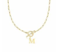 BOTCAM Anche Toggle Clasp Capital A Z Initial Necklace for Women Hiphop Gold Alphabet Pendant Necklaces Thick Chain OT Buckle Necklace Girls Catene (GD12, 11)