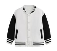 BOTCAM Boys And Girls Coat Spring And Autumn Winter New Children Plus Fleece Baseball Clothes Baby Cardigan Small Medium Thick Children's Top Giacca trapuntata da ragazza, bianco, 7-8 Jahre