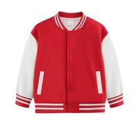 BOTCAM Boys And Girls Coat Spring And Autumn Winter New Children Plus Fleece Baseball Clothes Baby Cardigan Small Medium Thick Children's Top Felpa, Colore: rosso, 3-4 Jahre