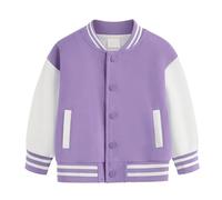 BOTCAM Boys And Girls Coat Spring And Autumn Winter New Children Plus Fleece Baseball Clothes Baby Cardigan Small Medium Thick Children's Top Giacca trapuntata da ragazza, Lilla, 5-6 Jahre