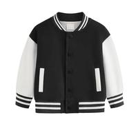 BOTCAM Boys And Girls Coat Spring And Autumn Winter New Children Plus Fleece Baseball Clothes Baby Cardigan Small Medium Thick Children's Top Giacca trapuntata da ragazza, Nero , 12-13 Jahre