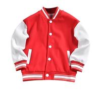 BOTCAM Boys And Girls Spring And Fall Fashionable Baseball Jacket Giappone, Colore: rosso, 6-7 Jahre