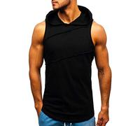 BOTCAM Camicia Rosso Contrasto Gilet Uomo Cappuccio Senza Maniche Giacca Patchwork A Righe Sple· Camicia Giapponese Uomo, Nero , S