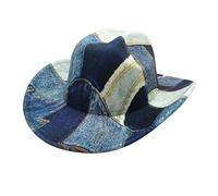 BOTCAM Cappello da cowboy western per uomo e donna, tesa larga, cappello da cowboy per costume, travestimento, cosplay, cowboy, Azzurro, M