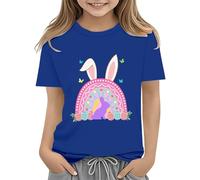 BOTCAM Easter Shirts for Toddler Boy - Maglietta a maniche corte Tractor Bunny per bambini, in cotone, 2 13 anni, a maniche lunghe, Blu, 6-7 Jahre