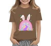 BOTCAM Easter Shirts for Toddler Boy - Maglietta a maniche corte Tractor Bunny per bambini, in cotone, 2 13 anni, a maniche lunghe, caffè, 10-11Years