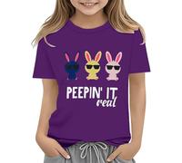 BOTCAM Easter Shirts for Toddler Boy Short Sleeve Tractor Bunny Tshirt for Kids Cotton Tee Tops 2 13 Years Girls Shirt manica lunga, Lilla, 6-7 Jahre