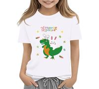 BOTCAM Easter Shirts for Toddler Boy Short Sleeve Tractor Bunny Tshirt for Kids Cotton Tee Tops 2 13 Years High Girls Shirt, bianco, 12-13 Jahre