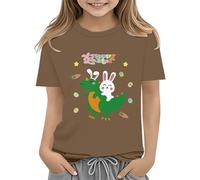 BOTCAM Easter Shirts for Toddler Boy Short Sleeve Tractor Bunny Tshirt for Kids Cotton Tee Tops 2 13 Years High Girls Shirt, caffè, 8-9 Anni