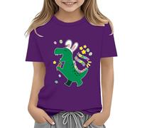 BOTCAM Easter Shirts for Toddler Boy Short Sleeve Tractor Bunny Tshirt for Kids Cotton Tee Tops 2 13 Years Regalo di nascita personalizzato, Lilla, 6-7 Jahre