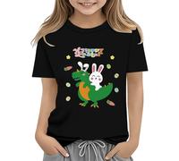 BOTCAM Easter Shirts for Toddler Boy Short Sleeve Tractor Bunny Tshirt for Kids Cotton Tee Tops 2 13 Years High Girls Shirt, Nero , 10-11Years