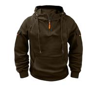 BOTCAM Felpa da uomo, invernale, patchwork, colore casual, con cappuccio, felpa a vento, traspirante, calda, da uomo, per tutti i giorni, marrone, S