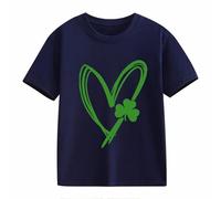 BOTCAM Girls and Boys Casual Short Sleeved T Shirt St Day Middle and Large Children's Retro Personality 2D Printing Children's Loose Short Sleeved Kids Camicette da bambina, Blu marino, 12-13 Anni