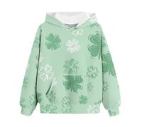 BOTCAM Girls and Boys Felpa con cappuccio Spring and Autumn St Day Personized 3D Printing Retro Casual Felpe con tasche per bambini con cappuccio Anime Pullover ragazza, verde, 3-4 Jahre
