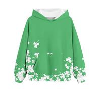 BOTCAM Girls and Boys Felpa con cappuccio Spring and Autumn St Day Personized 3D Printing Retro Casual Felpa con tasche per bambini con cappuccio, verde, 4-5 Jahre