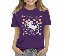 BOTCAM Kids Easter Bunny T Shirt with Colorful Eggs and Floral Design Soft T Shirt for Girls Comfort and Stylish Top Damen, Lilla, 8-9 Jahre