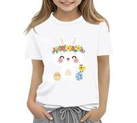 BOTCAM Kids Easter Bunny T Shirt with Colorful Eggs and Floral Design Soft T Shirt for Girls Comfort and Stylish Birthday Shirt 1 anno con nome, Vino, 12-13 Jahre
