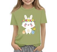 BOTCAM Kids Easter Bunny T Shirt with Colorful Eggs and Floral Design Soft T Shirt for Girls Comfort and Stylish Birthday Shirt 1 anno con nome, Ag., 2-3 Jahre