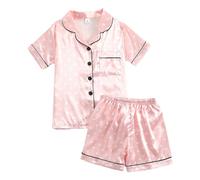 BOTCAM Ragazza Amore Stampato Manica Corta Pantaloncini Aria Condizionata Abbigliamento Loungewear Baby Girl Set New Nato, Colore: rosso, 10 anni