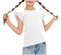 BOTCAM Ragazze Carino Life Candy Colore Farfalla Maniche Corte Adatto Per 313 Bambini Shirt Ragazze 140, bianco, 11-12 Jahre