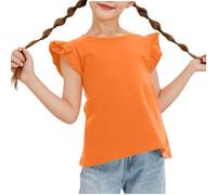 BOTCAM Ragazze Carino Life Candy Colore Farfalla Maniche Corte Adatto Per 313 Bambini Shirt Ragazze 140, Colore: arancione., 7-8 Jahre