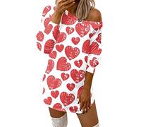 BOTCAM San Valentino, vestito da donna con spalle scoperte, casual, per feste, da sera, per il tempo libero, per il tempo libero, per la festa e il tempo libero, Colore: rosso, XL