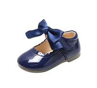 BOTCAM Scarpe da principessa, per bambini, scarpe basse, per cosplay, con fiocco, eleganti, da principessa, Mary Jane, scarpe basse piatte per la scuola, ballerine, in pelle, classiche da sposa, Blu