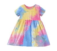 BOTCAM Set di fasce per bambine a maniche corte con stampa floreale patchwork per 1 a 10 ragazze di Natale, giallo., 5-6 Jahre