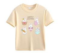 BOTCAM Spring and Autumn New Fashionable Cute Print Comfortable Version of The Girls Printed T Shirt Glitter Shirts Girls Girls Shirts Girls, beige., 3-4 Anni