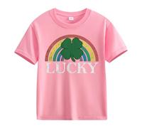 BOTCAM Spring and Autumn New Fashionable Cute Print Comfortable Version of The Girls Printed T Shirt Ski Shirt Girl, Colore: rosa., 8-9 Jahre