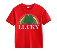 BOTCAM Spring and Autumn New Fashionable Cute Print Comfortable Version of The Girls Printed T Shirt Ski Shirt Girl, Colore: rosso, 3-4 Jahre