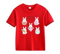 BOTCAM Spring and Autumn New Fashionable Cute Print Comfortable Version of The Girls Printed T Shirt Glitter Shirts Girls Girls Shirts Girls, Colore: rosso, 6-7 Anni