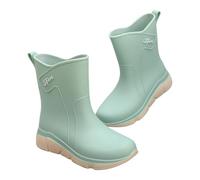 BOTCAM Stivali da pioggia da donna in gomma antiscivolo da giardino stivali corti larghi e comodi con cinturino alla caviglia Vital scarpe da donna, Verde menta, 40 EU