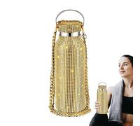 Botella de Acero Inoxidable con Diamanti - 350ml | Botella de Agua Brillante con Aislamiento, Reutilizable, con Cadena, Diseño Lujoso para Mujeres, Niñas, Regalo de Hidratación para Oficina, Gimnasio