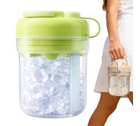 Botella para Hacer Cubitos de Hielo, 380 ml, Botella de Agua 3-en-1, Botella de Cubitos de Hielo con Pajita, Sin Contacto, ideal para Café, Jugo y Bebidas (Verde)