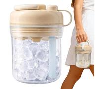 Botella para Hacer Cubitos de Hielo, 380 ml, Botella de Agua 3-en-1, Botella de Cubitos de Hielo con Pajita, Sin Contacto, ideal para Café, Jugo y Bebidas (Bianco)