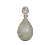 BOTELLA VIDRIO PLATEADO TAPA METAL DORADO