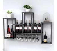 Botelleros Originales, Estante Cocina, Portabottiglie di Alcol, Portabottiglie in Ferro a Parete con Supporto in Vetro, Scaffale Creativo for la Conservazione del Vino Nelle Sale da Pranzo