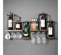 Botelleros Originales, Estante Cocina, Portabottiglie di Alcol, Portabottiglie in Ferro a Parete con Supporto in Vetro, Scaffale Creativo for la Conservazione del Vino Nelle Sale da Pranzo