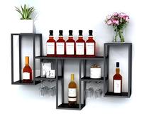 Botelleros Originales, Estante Cocina, Portabottiglie di Alcol, Portabottiglie in Ferro a Parete con Supporto in Vetro, Scaffale Creativo for la Conservazione del Vino Nelle Sale da Pranzo