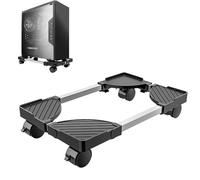BOTEWO Supporto PC Case Fisso Con Ruote: Ventilato e Regolabile - CPU Mobile, Carrello Porta PC Sotto Scrivania (Nero)