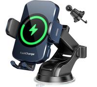 BothLin Caricabatterie da auto wireless, supporto per telefono a ricarica rapida 3 in 1, supporto per telefono con bloccaggio automatico, accessori per auto, compatibile con iPhone 17 16 15 14 13 12