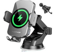 BothLin Caricabatterie da auto wireless, supporto per telefono a ricarica rapida 3 in 1, supporto per telefono con bloccaggio automatico, accessori per auto, compatibile con iPhone 17 16 15 14 13 12