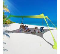 BOTINDO Tenda da spiaggia per famiglie, tenda da sole pop up grande, tenda da spiaggia a 4 pali con borsa per il trasporto portatile, parasole per esterni, per pesca, cortile, campeggio (giallo